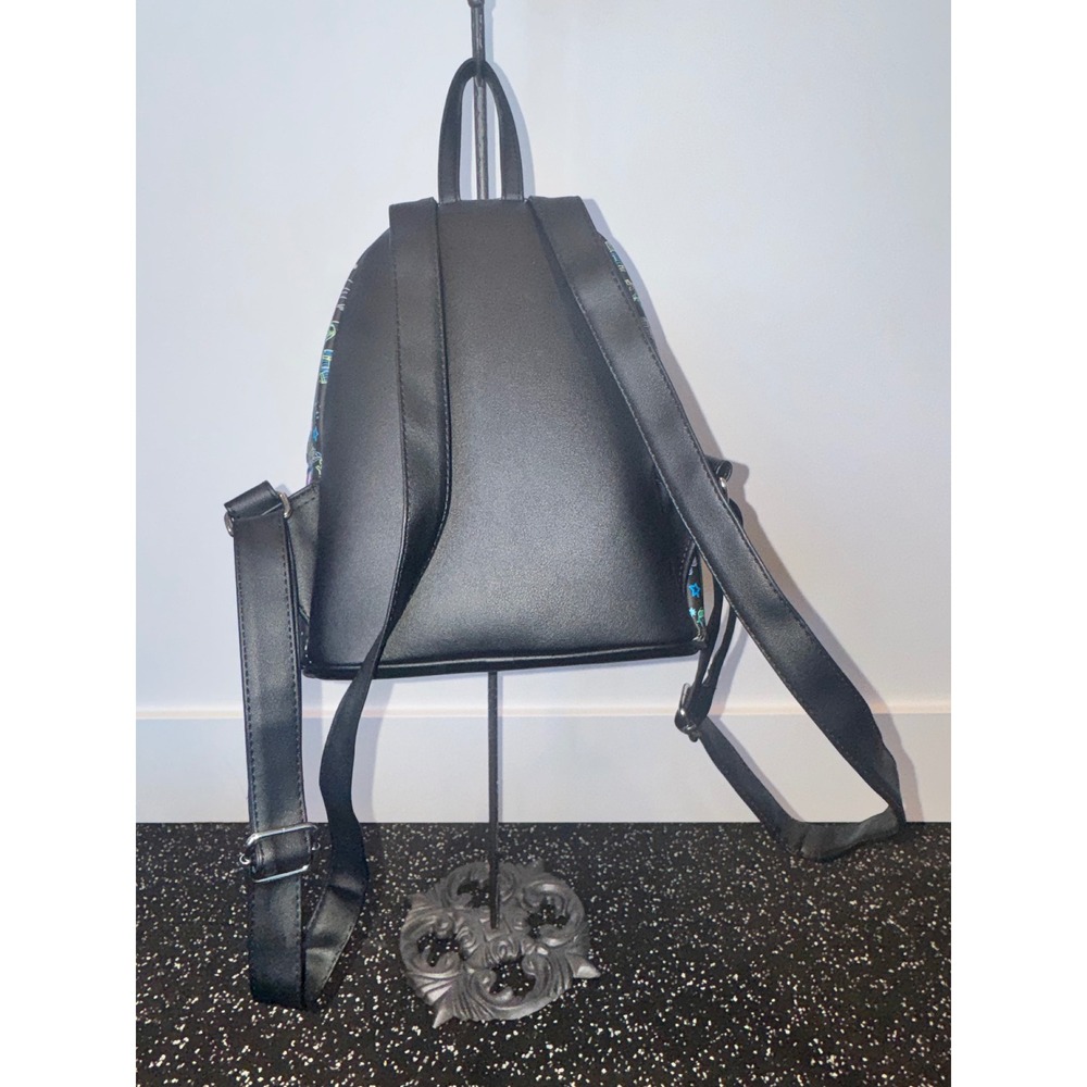 Stranger Things Mini Backpack Black Neon Character Print Faux Leather Bag - Picture 2 of 11